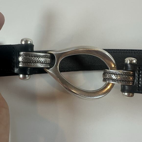 Aimee Lynn Belt Women 1X/2X Black Leather Croc Print & Silver Hook Hardware - Picture 2 of 8